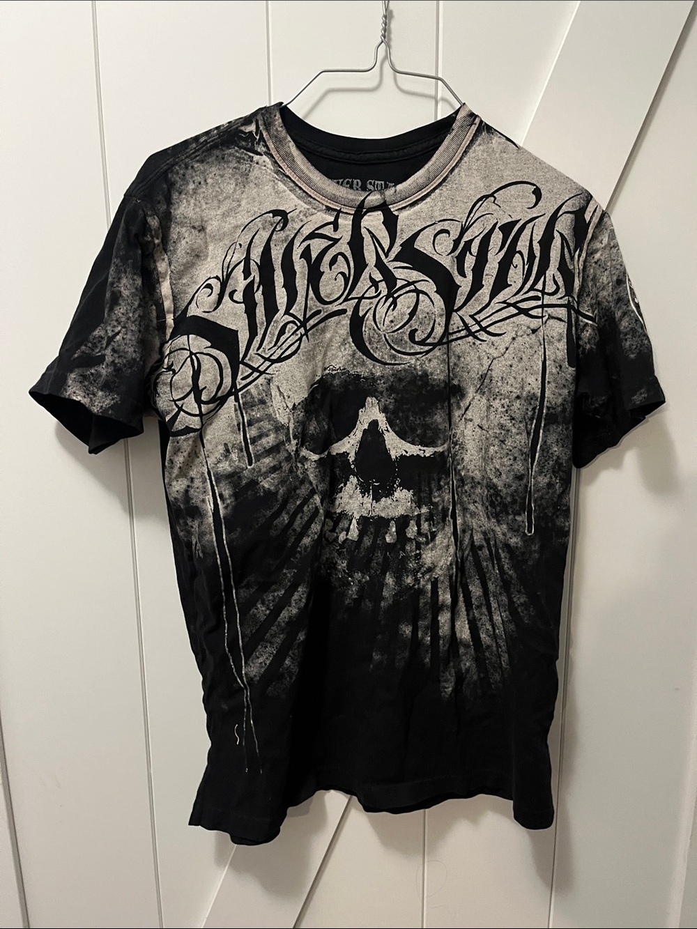 Silver Stars Collection Black & Gray Skull Print Short Sleeve Tee